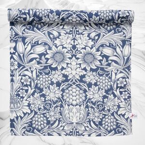 Klippan Sunflowers Table Runner Denim Blue - The William Morris Society 18 x 60